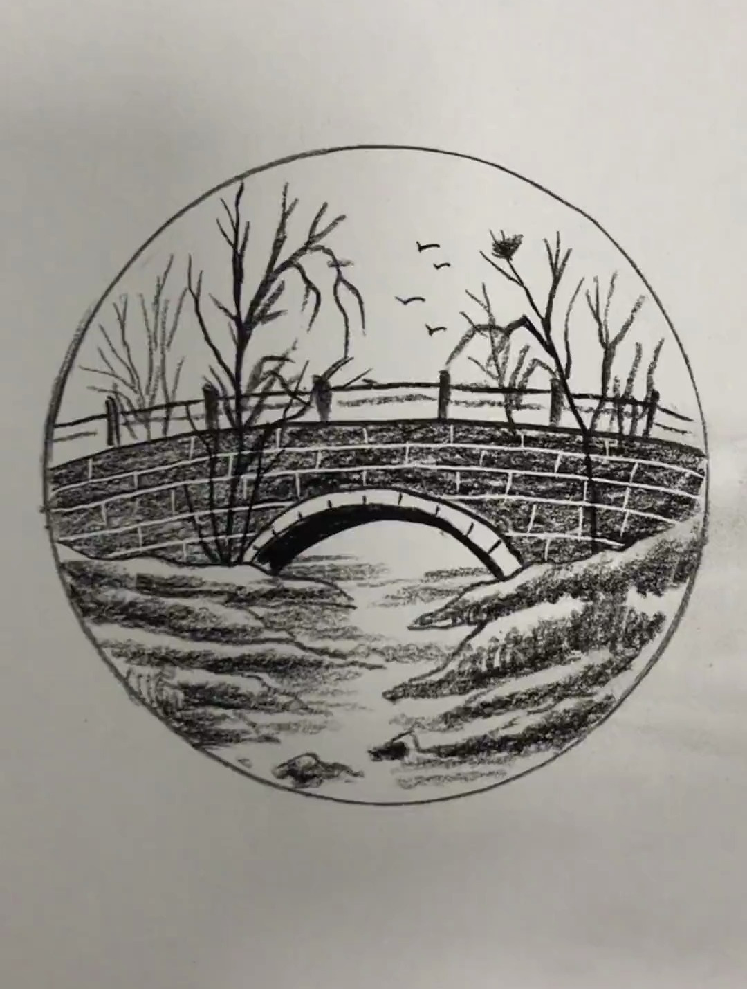 30秒教你轻松学会画小桥流水 素描 简单简笔画 一起学画画