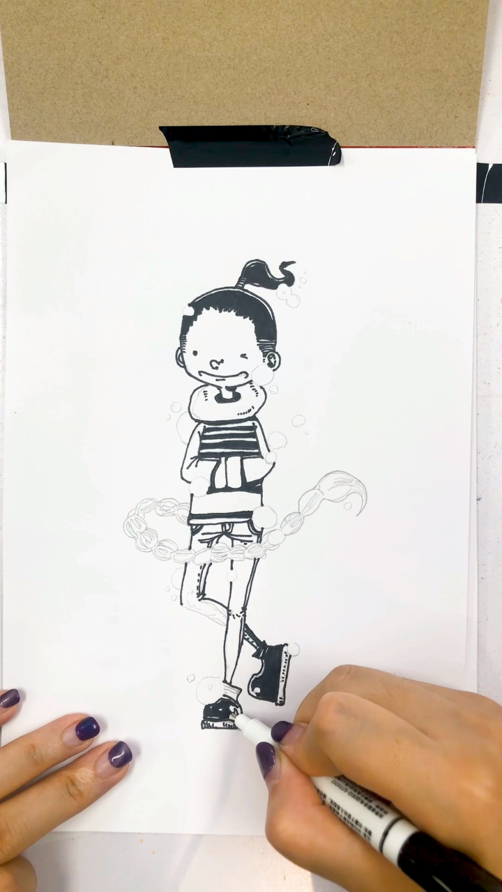 马克笔手绘:敲可爱卡通头像,学会了一分钟就能完成!!