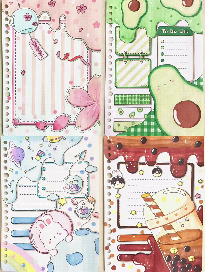 樱花手帐,素材牛油果,星空奶茶手帐排版!