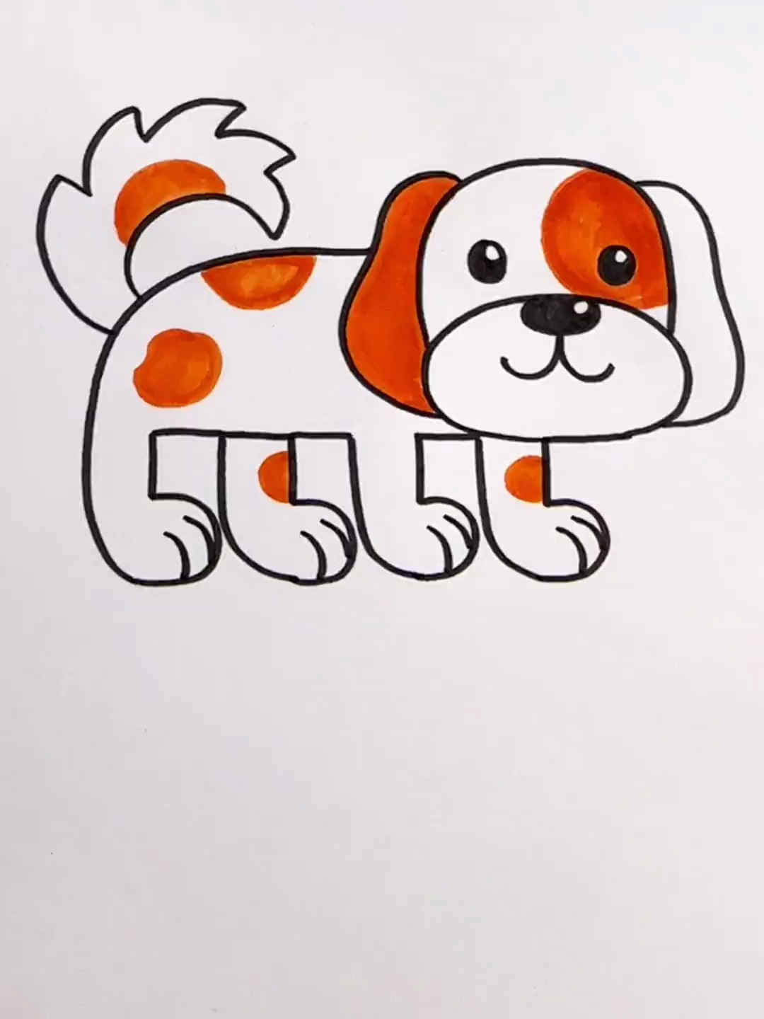 跟我一起用数字5画小狗,儿童简笔画