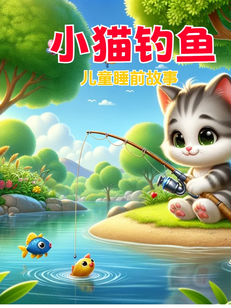 儿童睡前故事《小猫钓鱼》