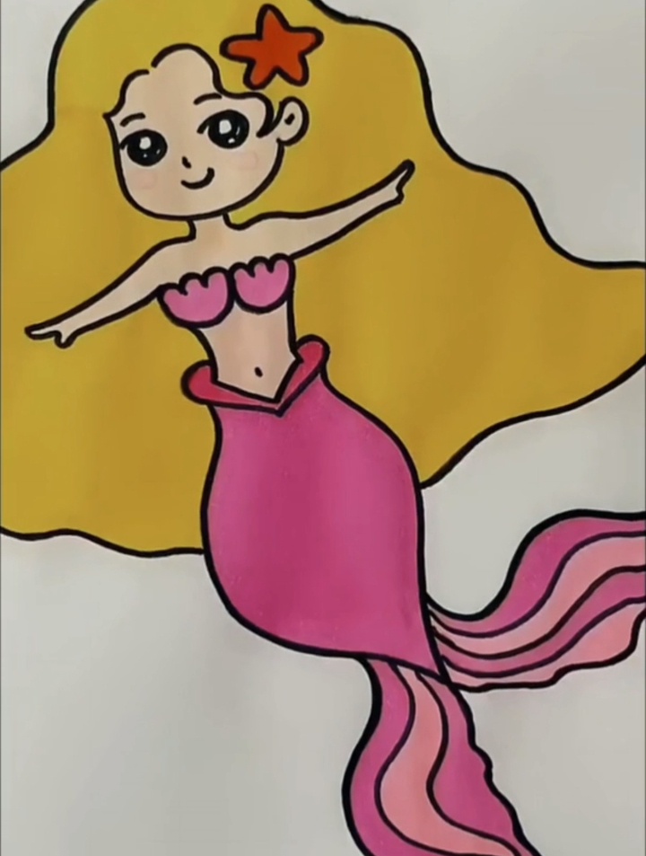 美人鱼简笔画,简笔画教学