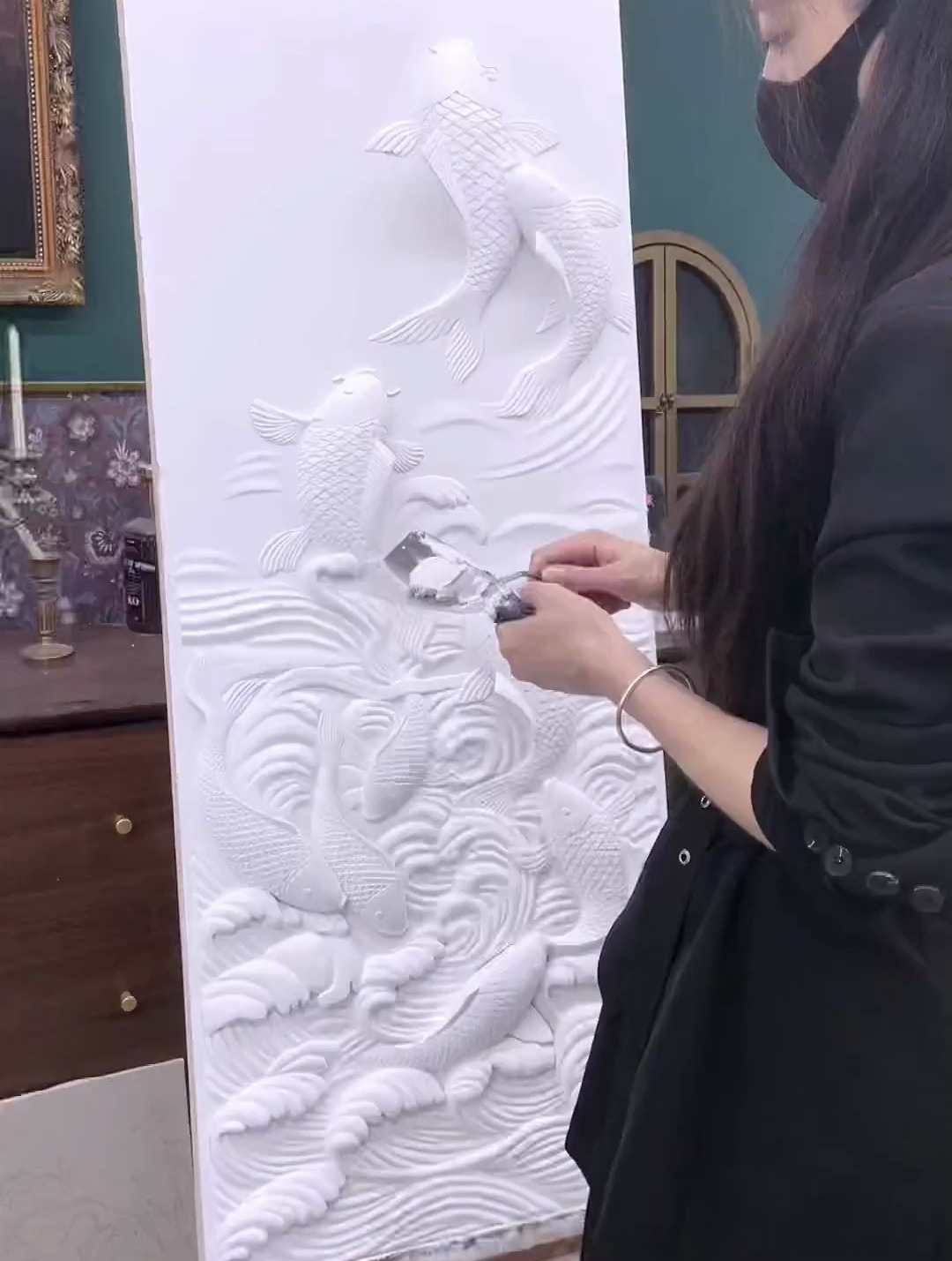 浮雕 鲤鱼跃龙门