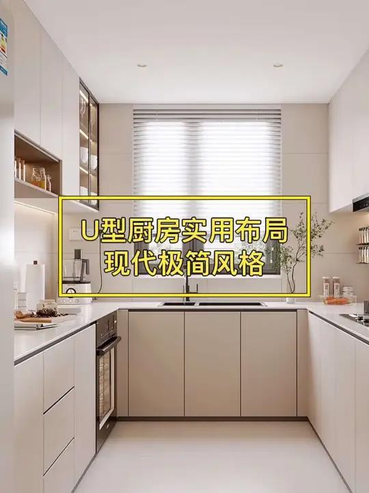 现代极简风U型厨房布局,7平左右厨房设计,一半人间,一半烟火气