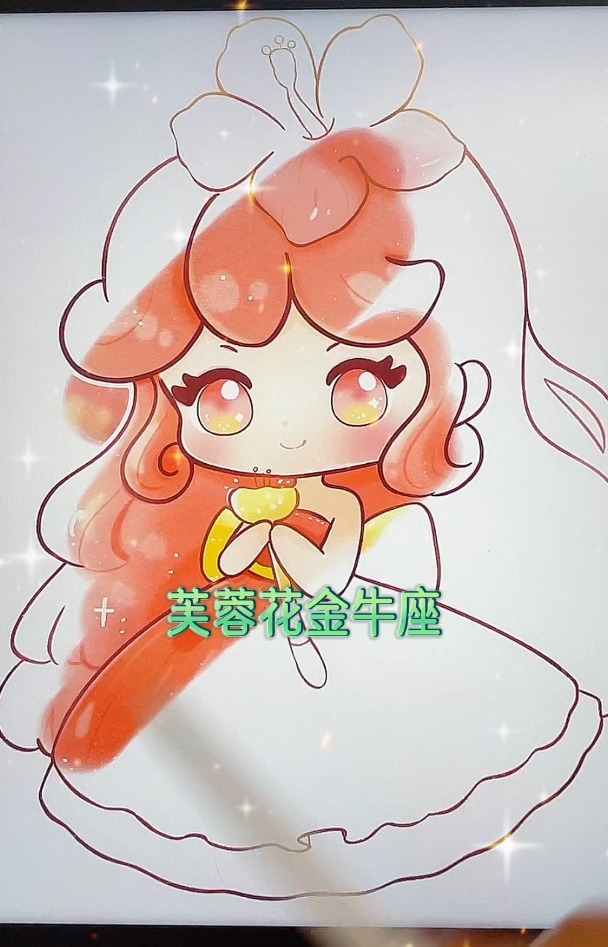十二星座花朵公主简笔画,十二星座动漫公主可爱卡通画,可爱画画