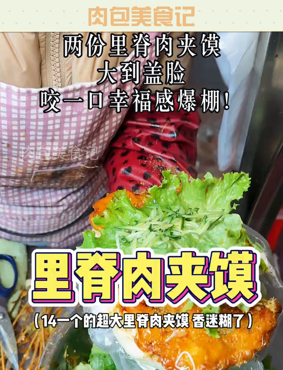 两份里脊肉夹馍,大到盖脸,咬一口幸福感爆棚!
