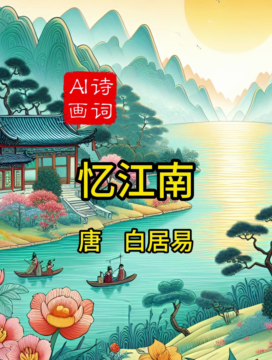 《忆江南》唐 白居易古诗配画 三年级下每日一首古诗打卡启蒙诗词