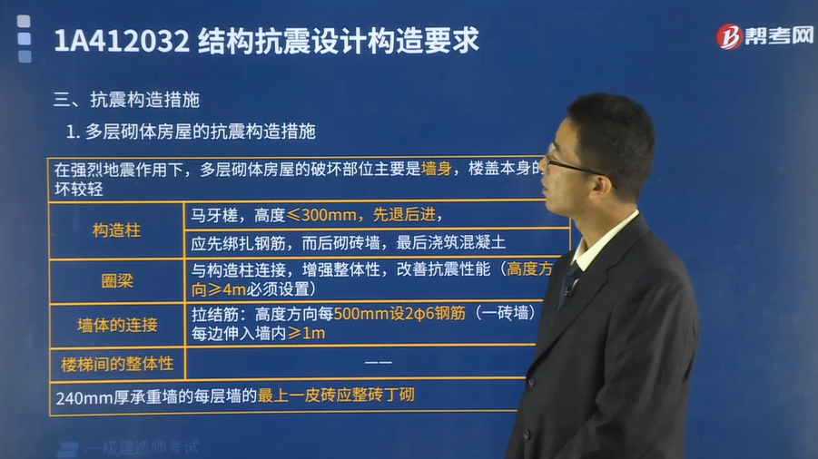 [图]帮考网一级建造师考试丰朴春老师带你了解抗震构造有哪些措施?