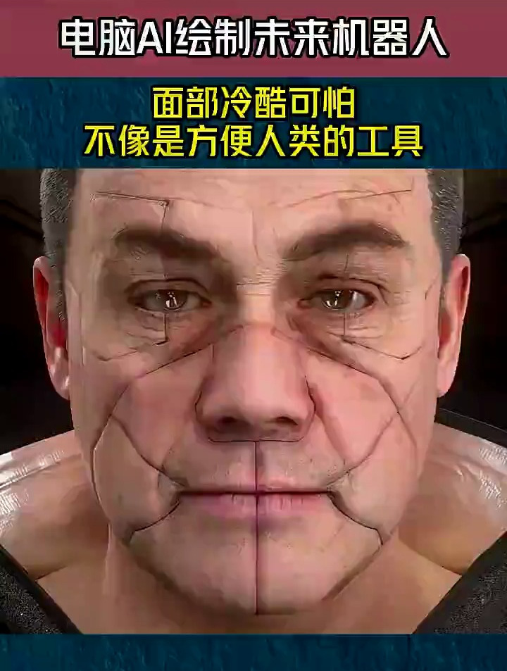 电脑AI绘制未来机器人,面部冷酷可怕,不像是方便人类的工具