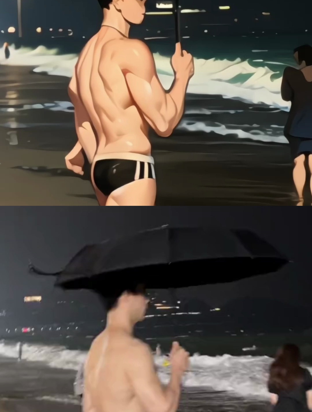 漫画卡通肌肉男效果对比