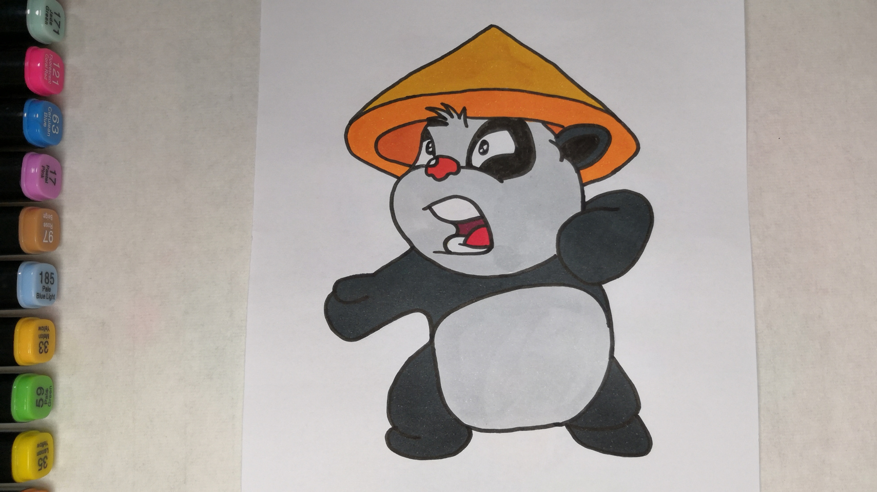 教你画只功夫熊猫简笔画,它正在练习武功,快来跟着画起来吧