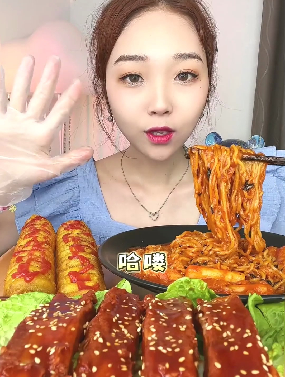 16. 软糯Q弹的拉面炒年糕,遇上辣酱炖排骨～