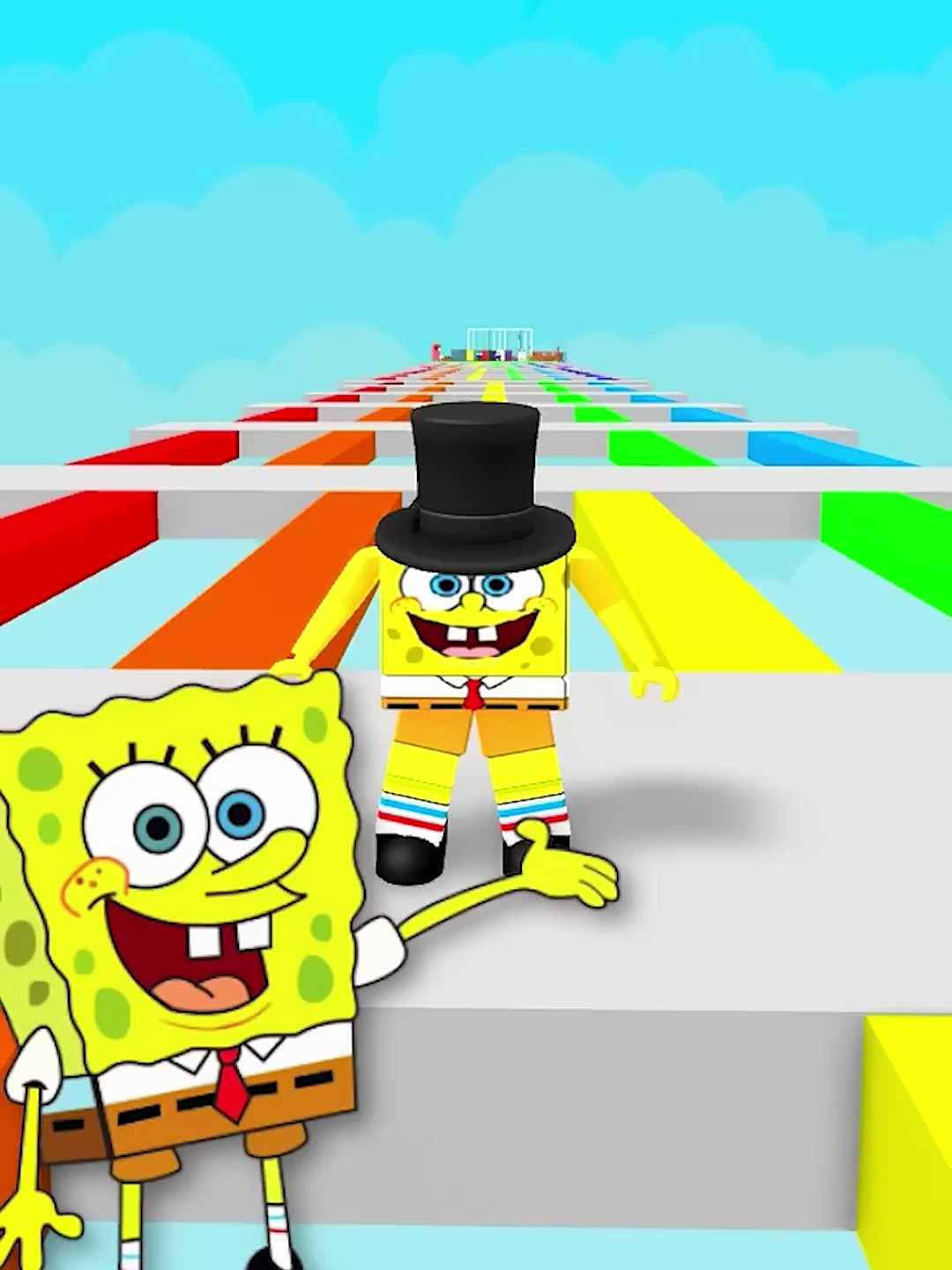 来看看海绵宝宝和章鱼哥谁能跳过去?