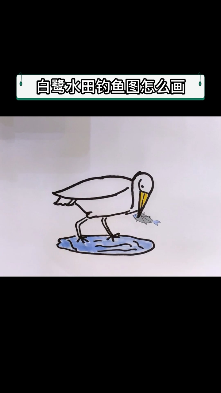 白鹭水田钓鱼图怎么画