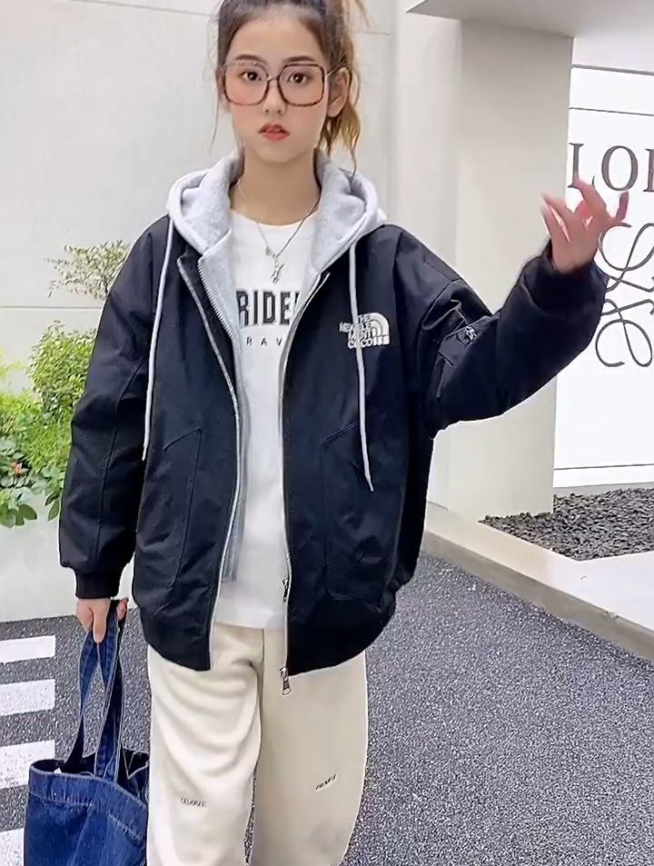 女童外套冬季2022新款派克服大童棉服高初中学生加厚假两件棒球服