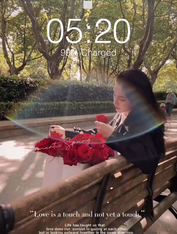 爱意随风起,把玫瑰花做成了锁屏壁纸