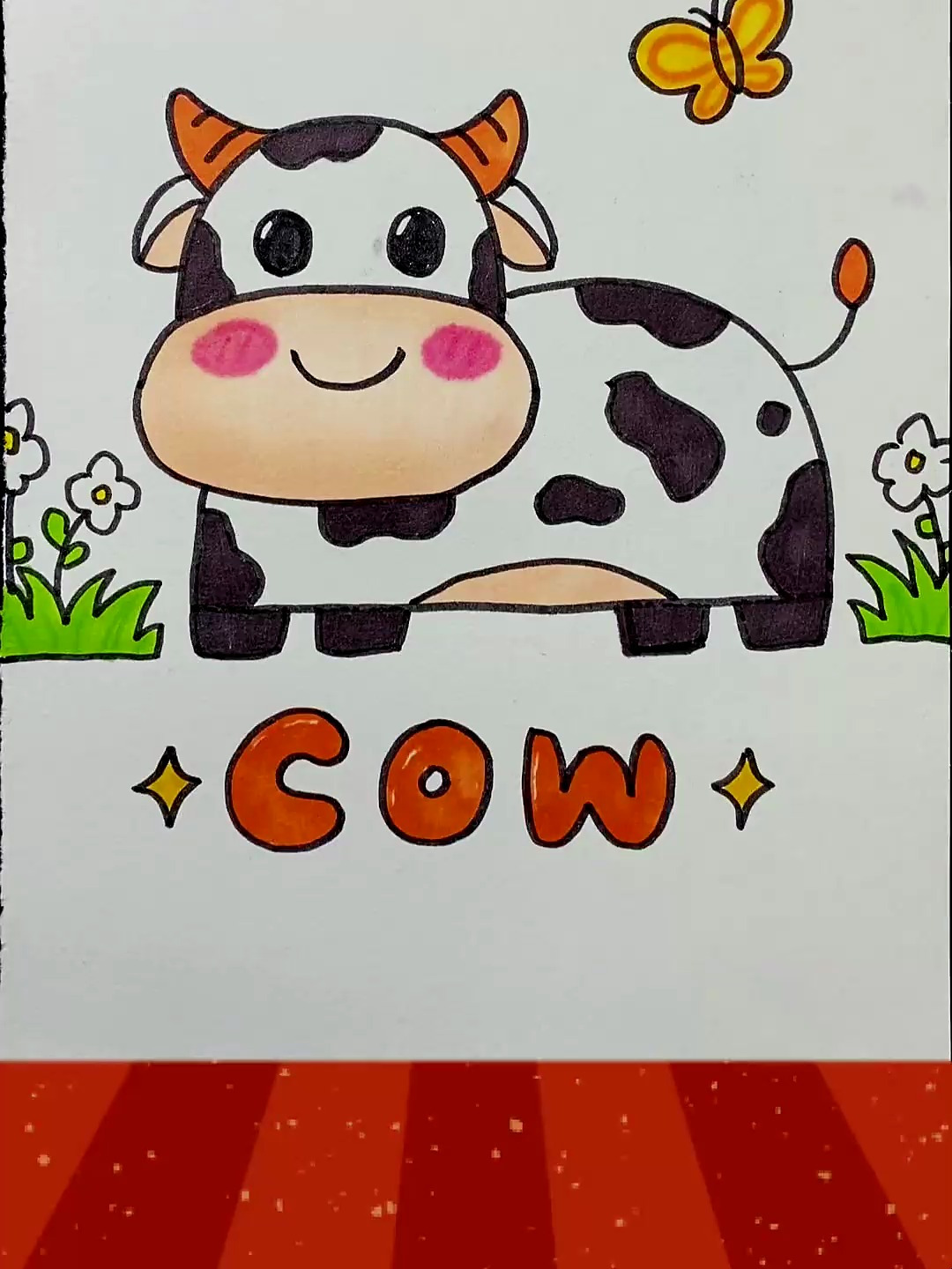简笔画小奶牛,手绘画