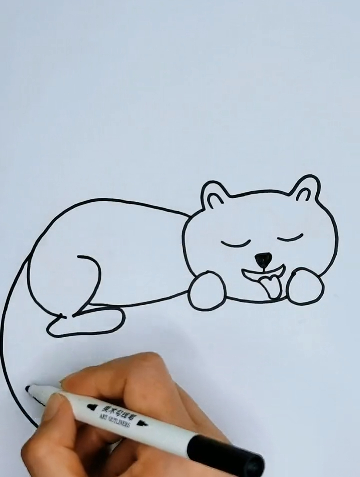 睡觉的小老虎儿童简笔画教程