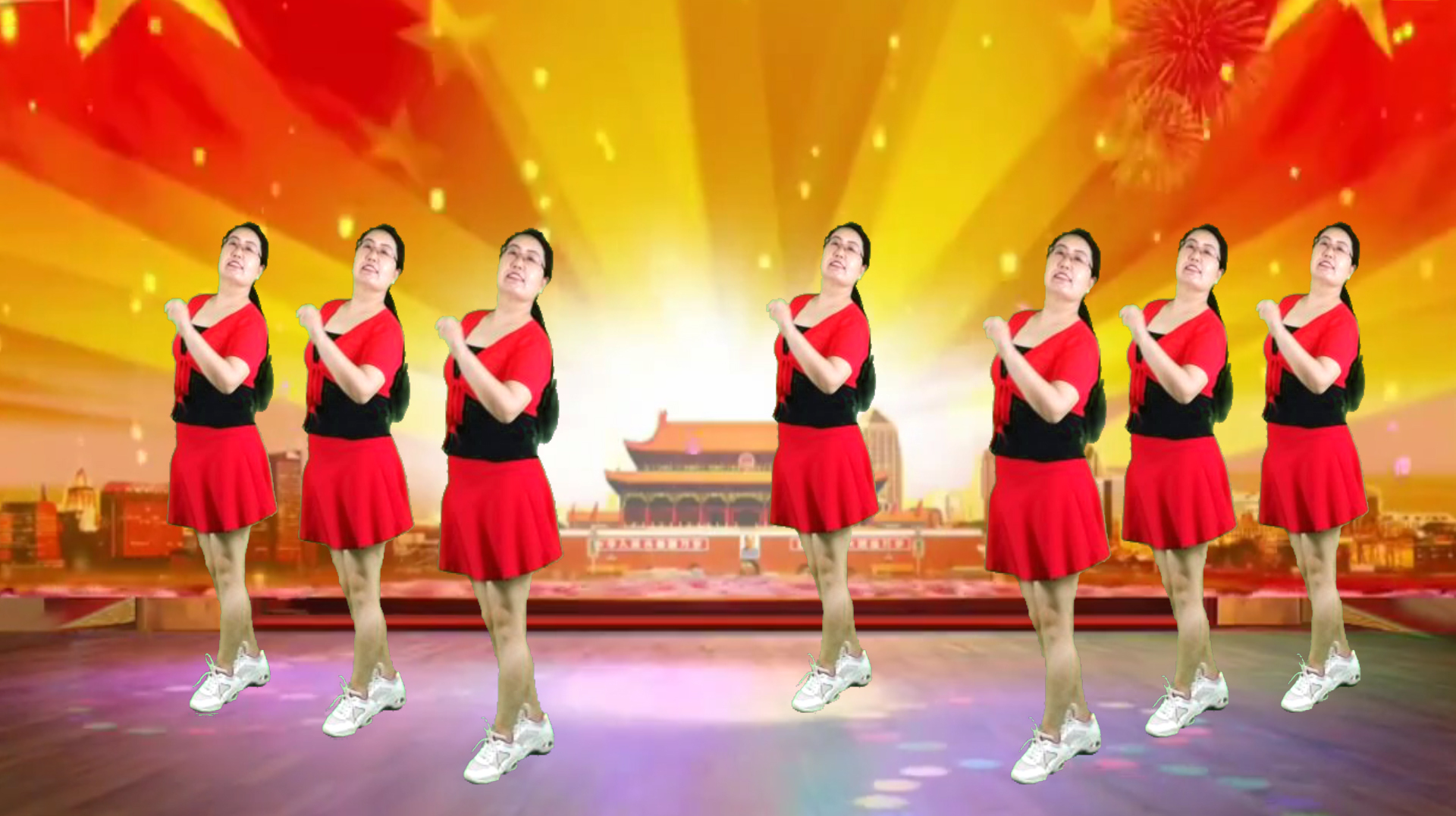 广场自由步子舞32步《中国红》经典红歌,唱出中华儿女的心声!