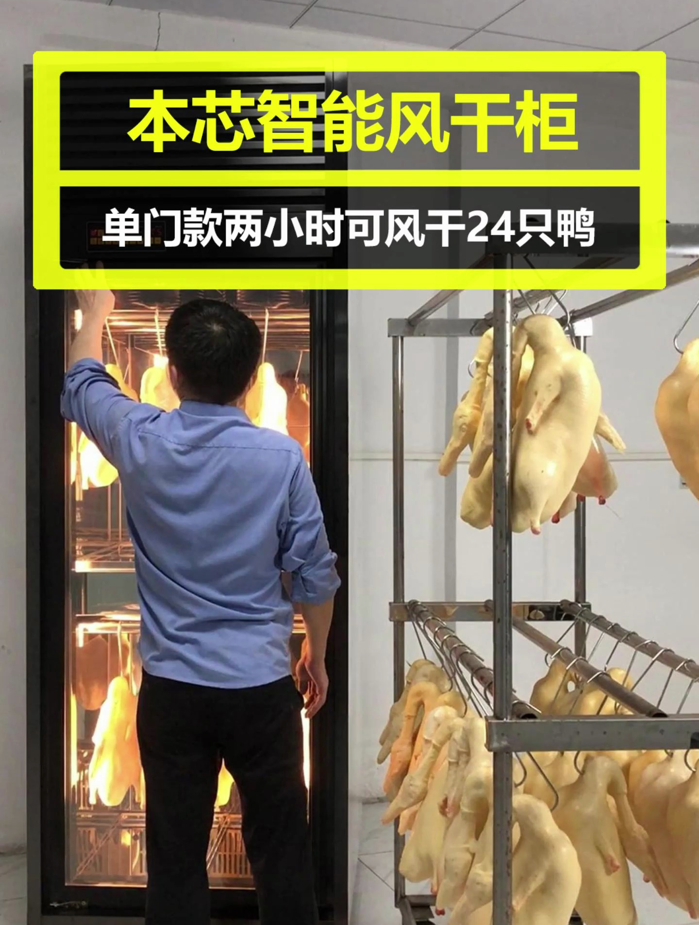 吸引了无数烤鸭烧腊店老板前来围观,仅需两小时风干24只鸭!