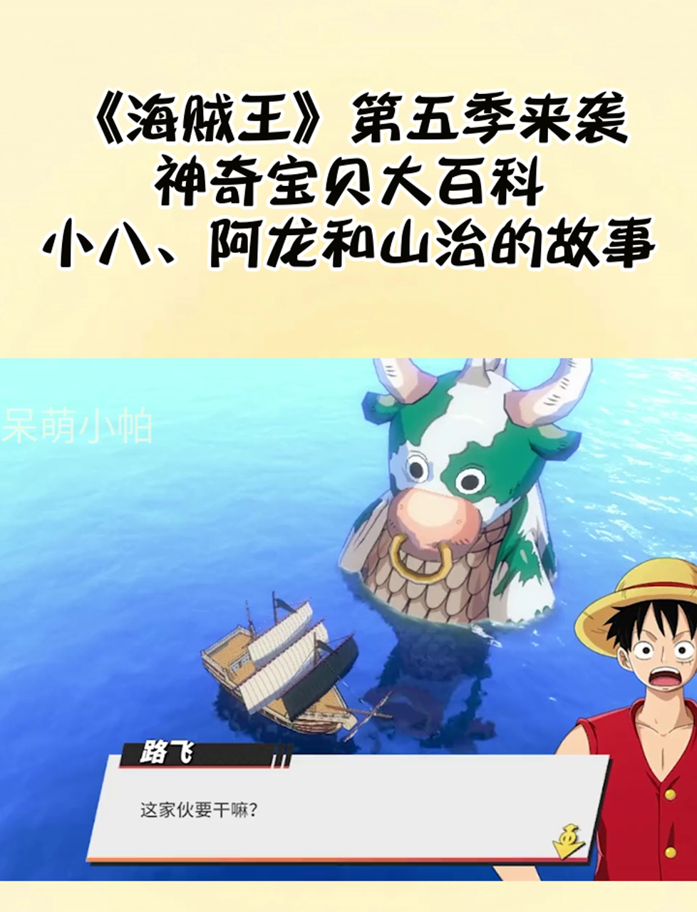 《海贼王》第五季来袭,神奇宝贝大百科,小八、阿龙和山治的故事