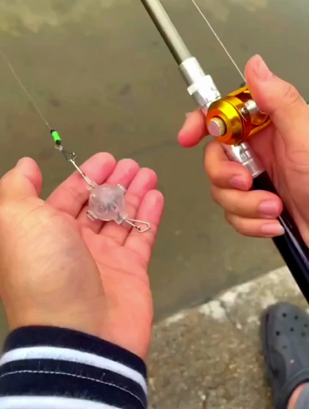 这个自动钓鱼器你见过吗?小巧精密透明设计不会吓到鱼,太好用了