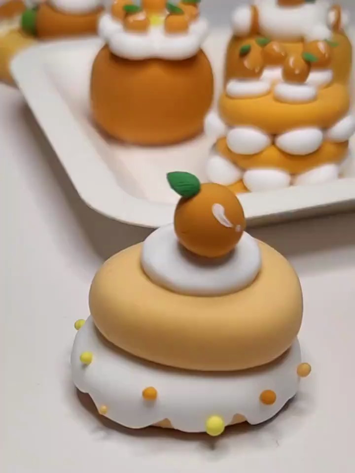 超轻黏土教程_甜甜的橙子蛋糕来啦