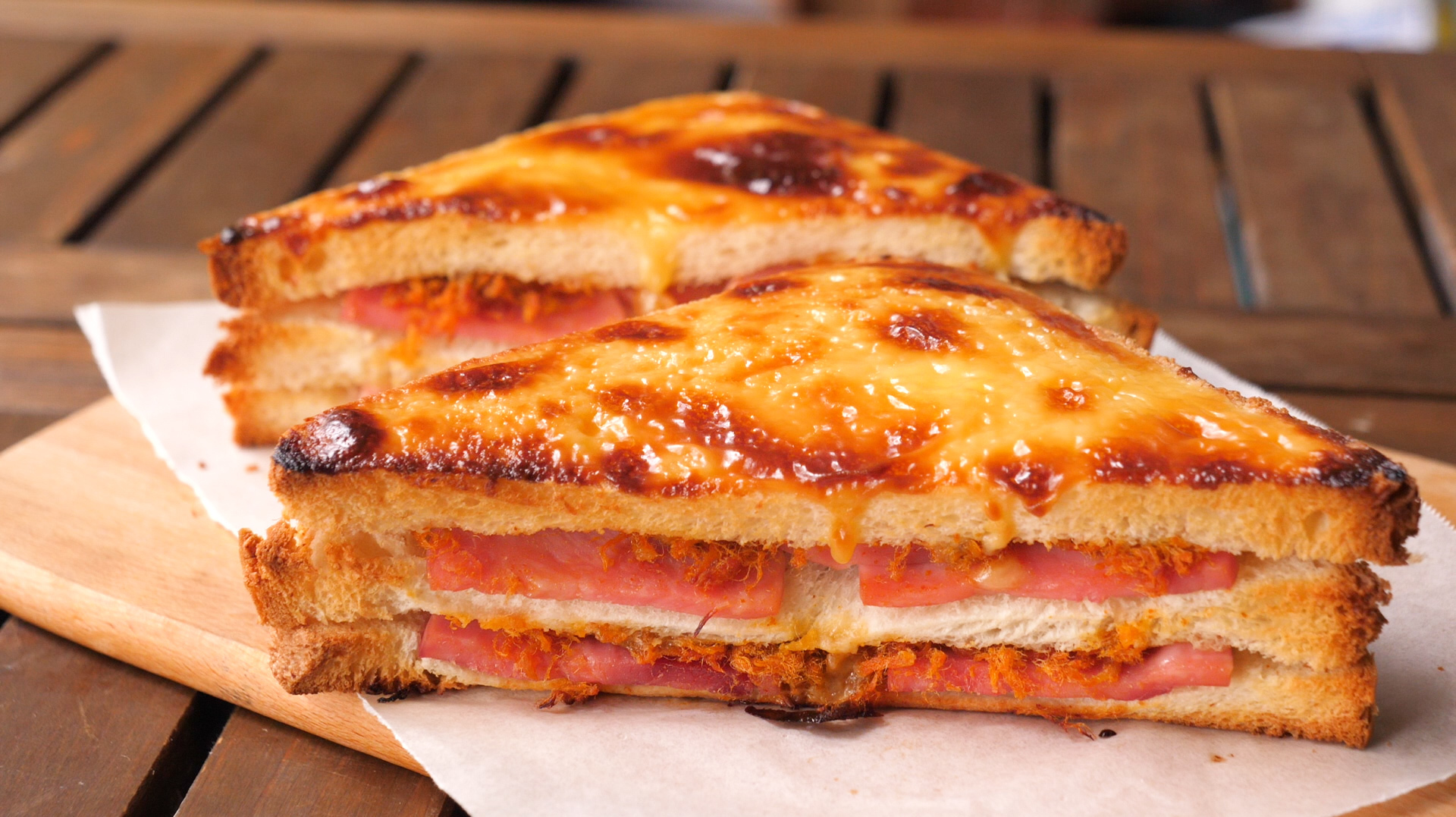 火遍街头的岩烧乳酪三明治，原来做法这么简单，真的超级好吃