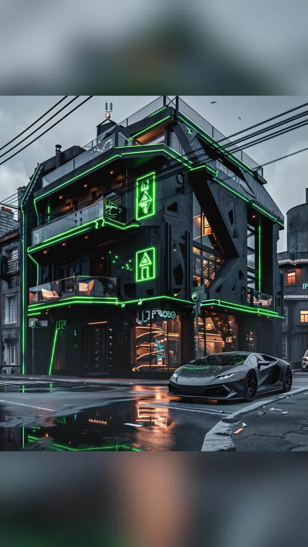 赛博朋克未来主义建筑,科技感拉满!