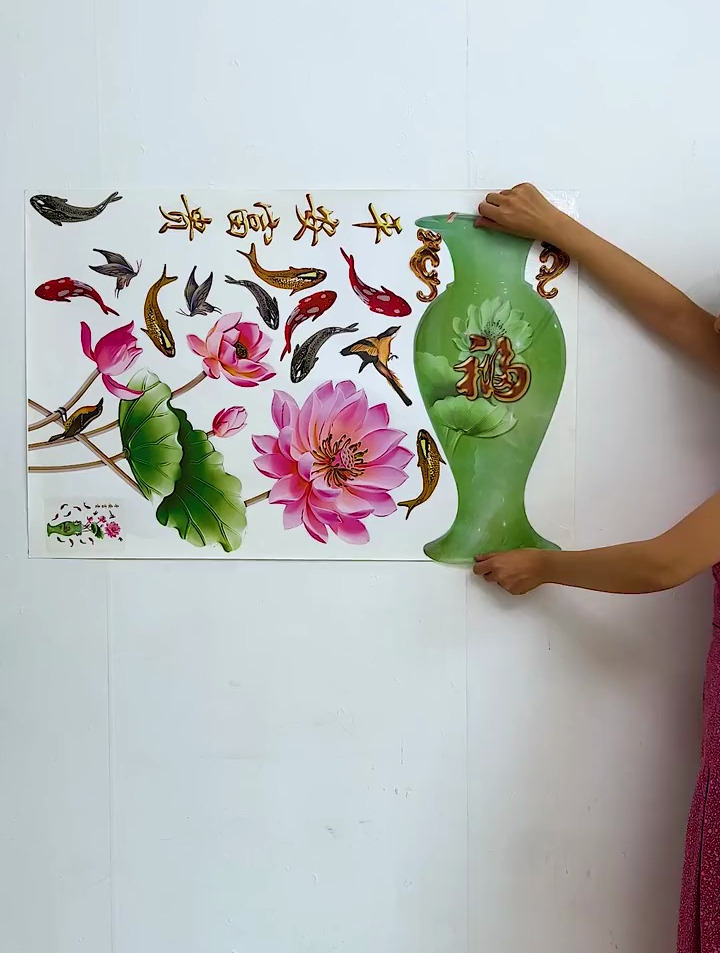 花瓶,花开富贵、平平安安。装饰贴画 自粘壁画 墙贴画 装饰画