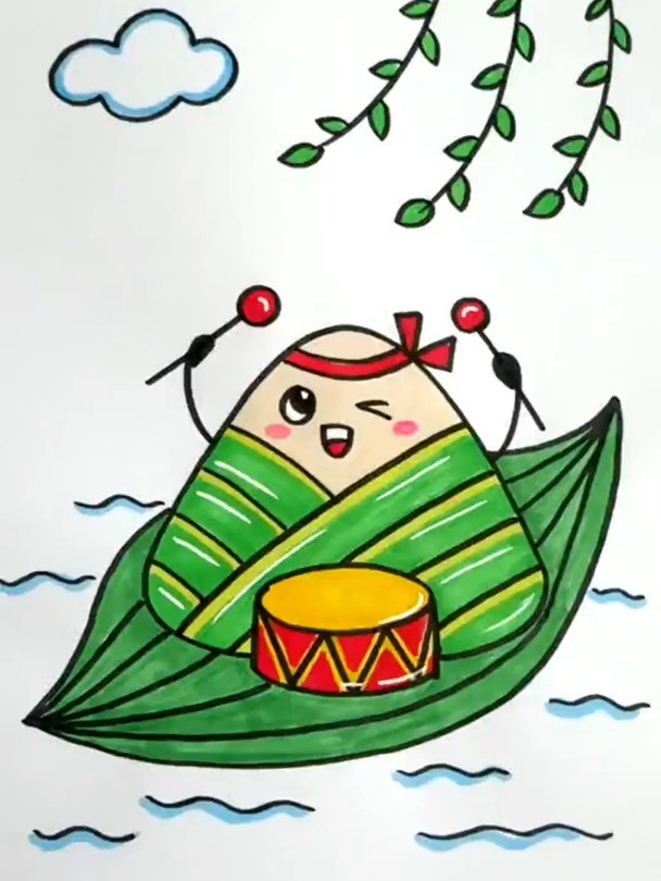 这样端午节主题画,简单又好看