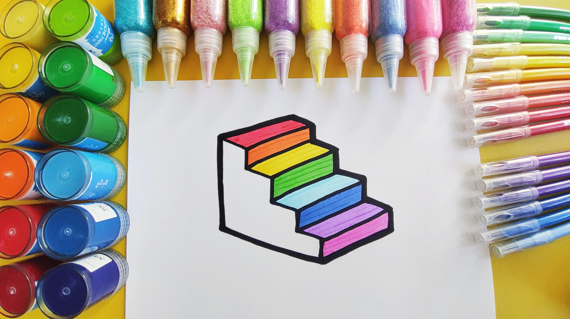 儿童简笔画教程,画彩色的楼梯,一起来学画画吧