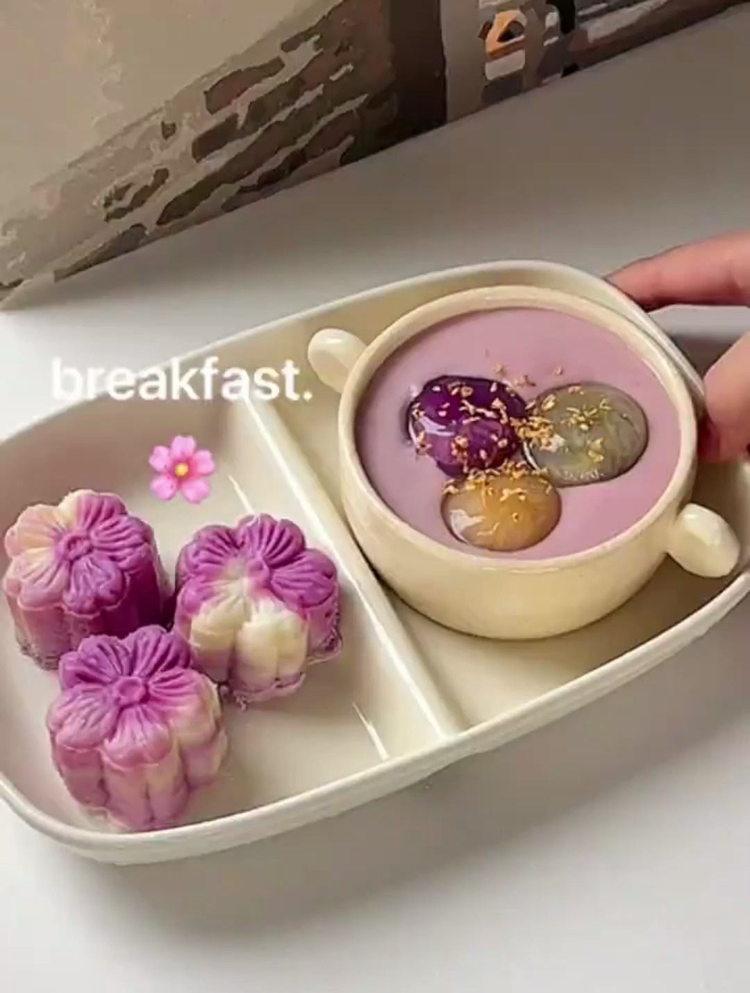 中式早餐梦幻山药糕·芋泥五彩汤圆