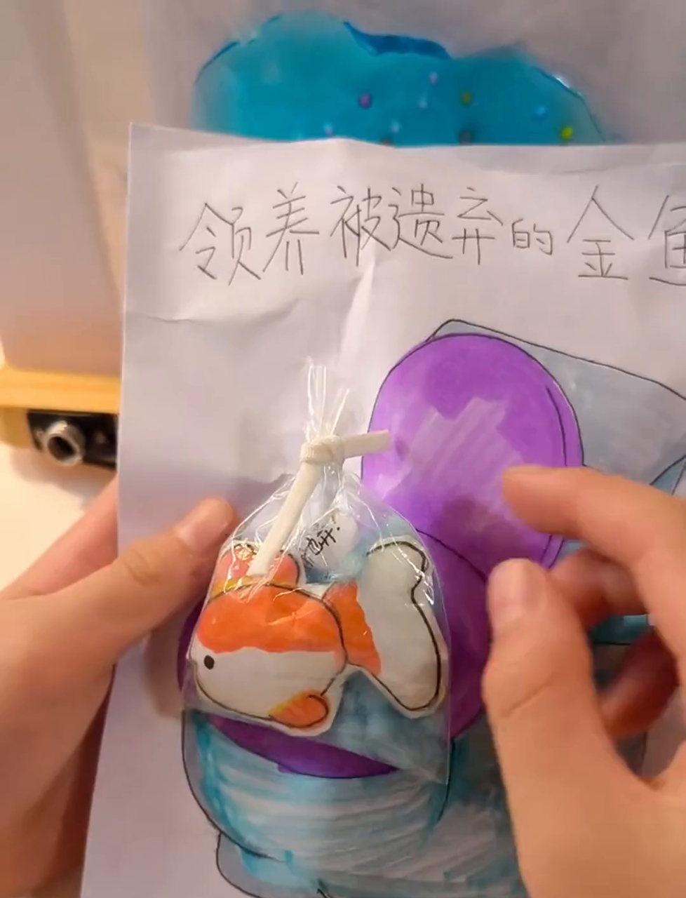 领养被遗弃的金鱼波妞,它的主人因为买了更漂亮的鱼所以想把它冲进马桶,我们来领养它吧!