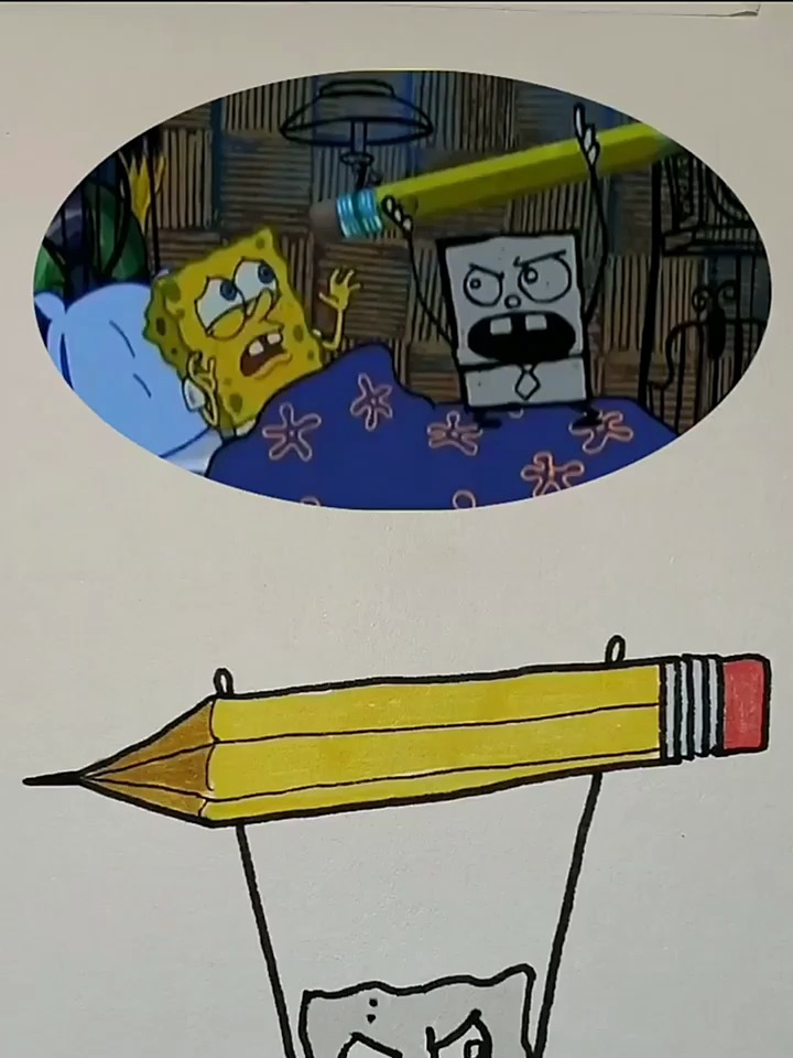 海绵宝宝简笔画,一起学画画