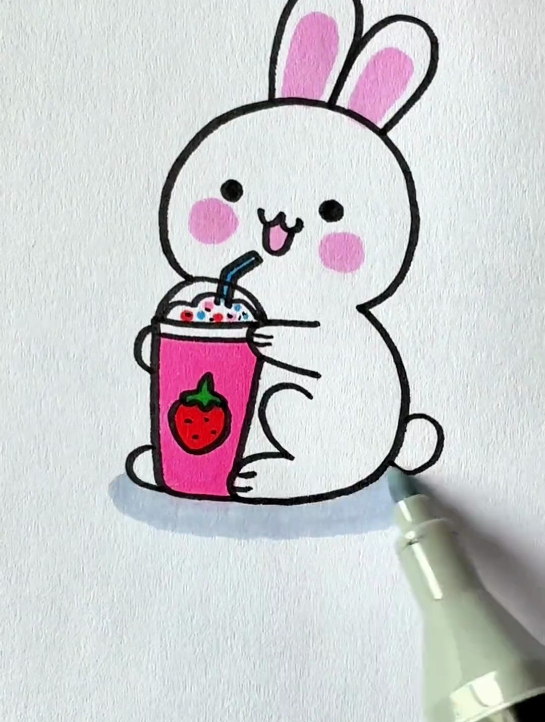 一起来画小白兔简笔画