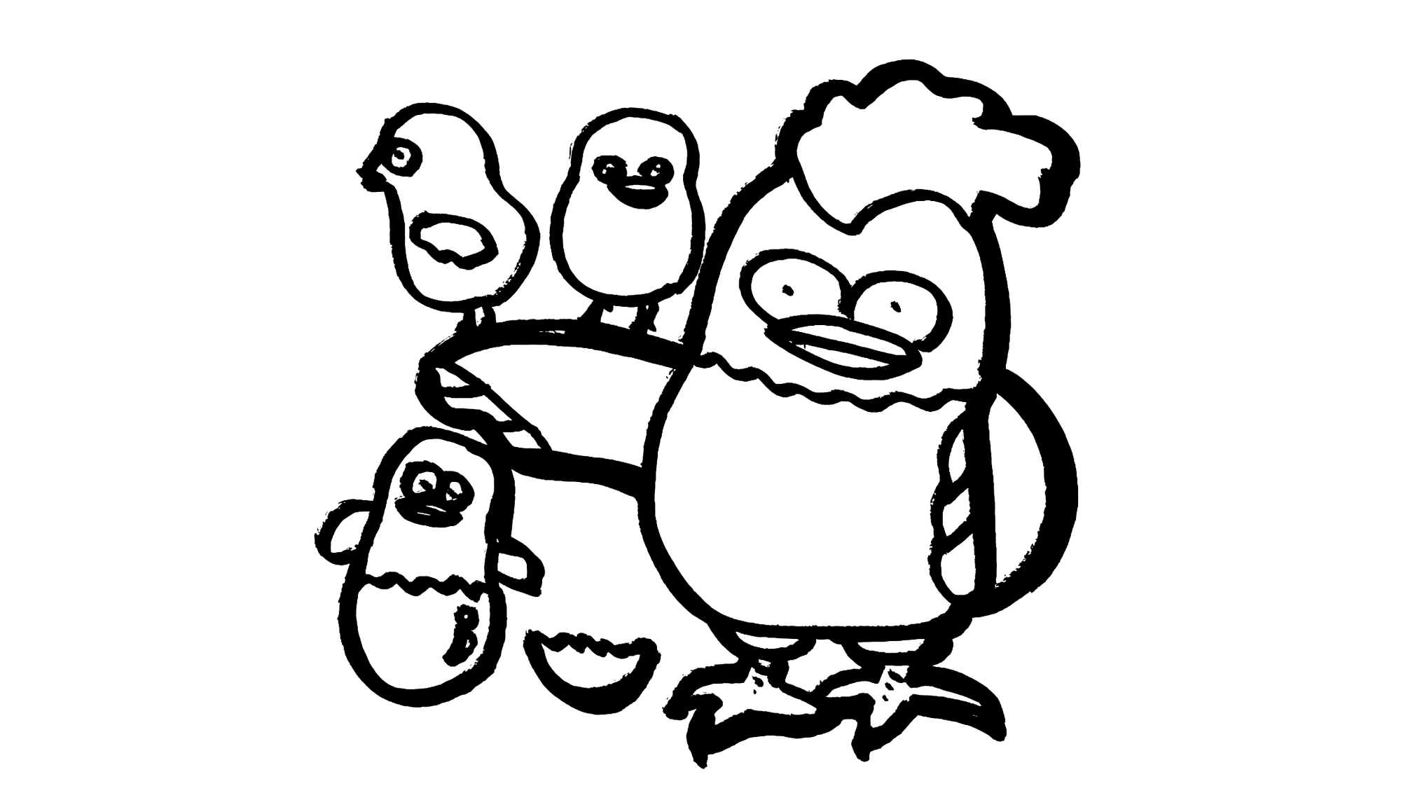 母鸡带小鸡儿童创意简笔画,好看回复1,不好看回复2,不许耍赖哦