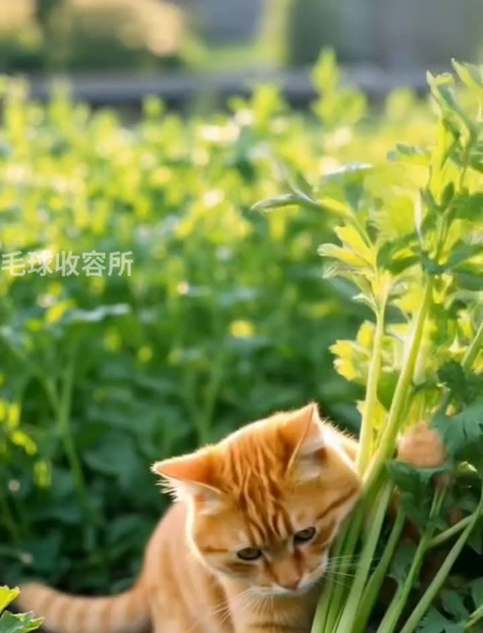 橘色大胖猫拉了一车芹菜进城,忙活一天卖菜,回家还带了小车玩具给小橘猫