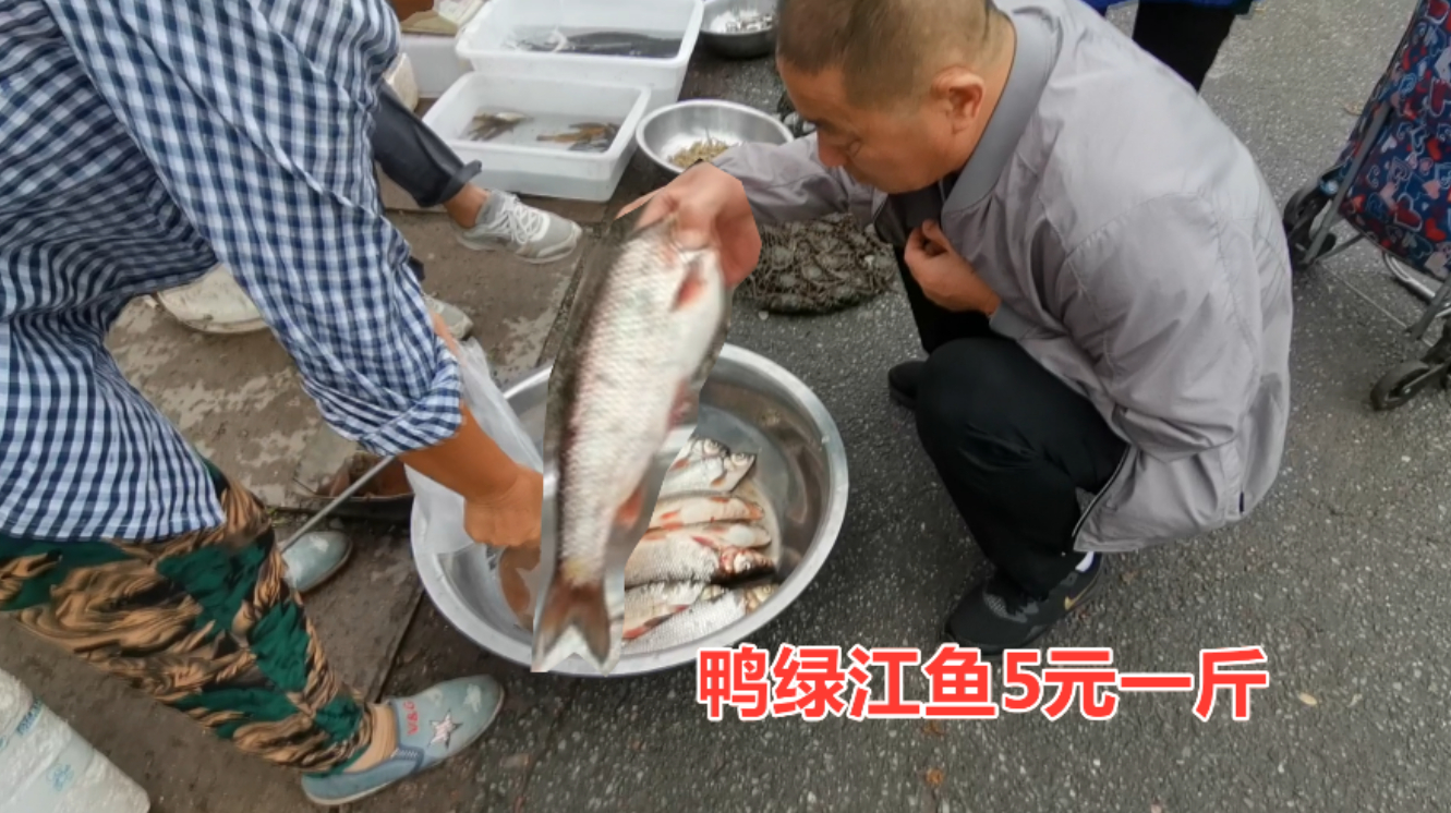 中朝边境农村集市,鸭绿江鱼卖5块钱一斤,酱焖一条看看好吃吗