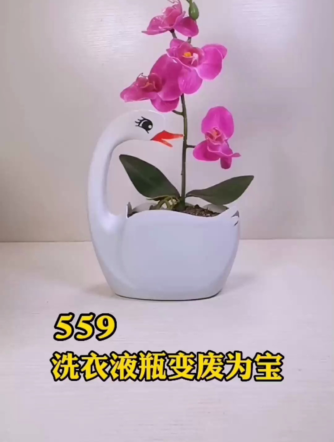 洗衣液瓶做个简单的天鹅花盆