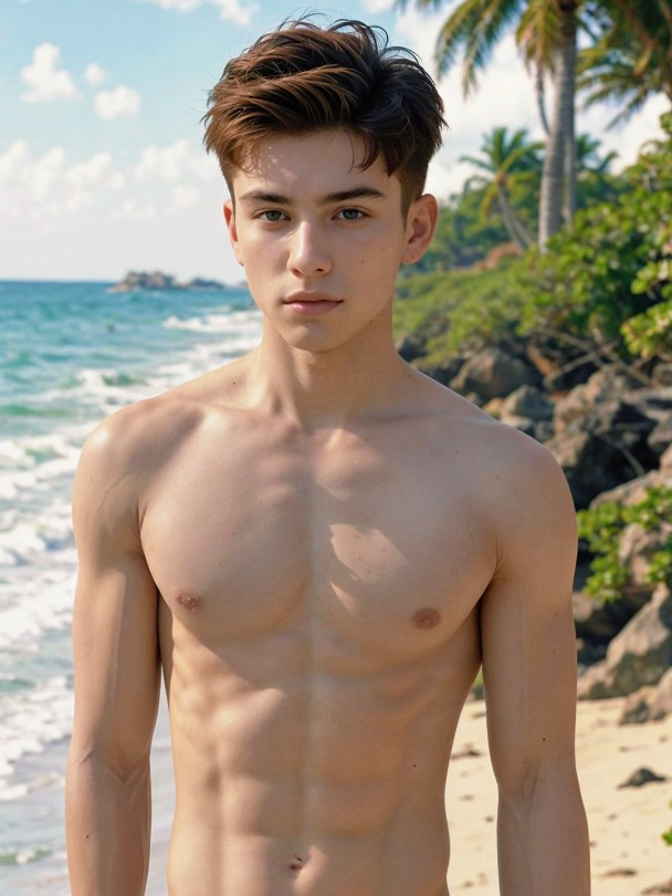 清新少年 绿色系壁纸 腹肌男孩