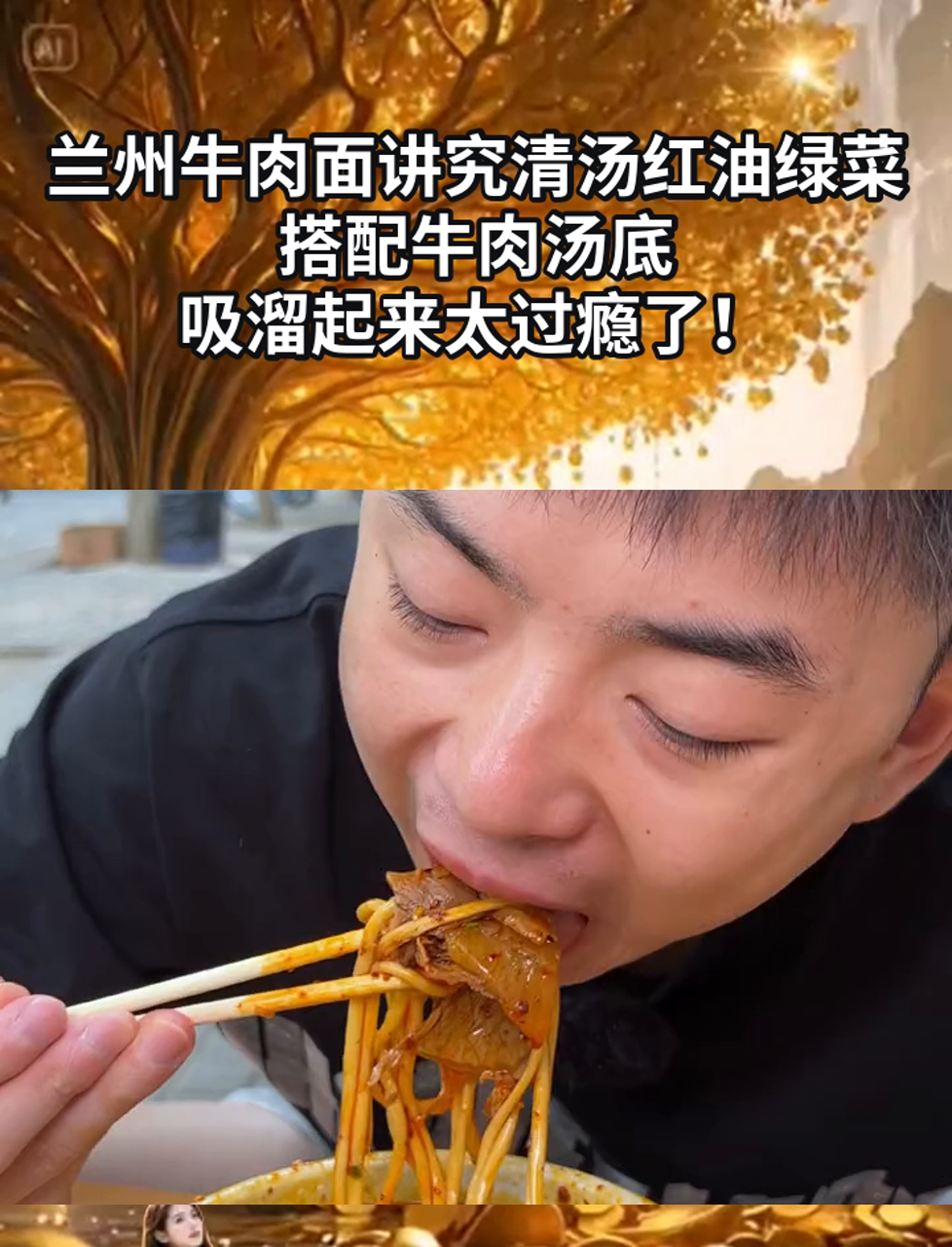 兰州牛肉面讲究清汤红油绿菜,搭配牛肉汤底,吸溜起来太过瘾了!