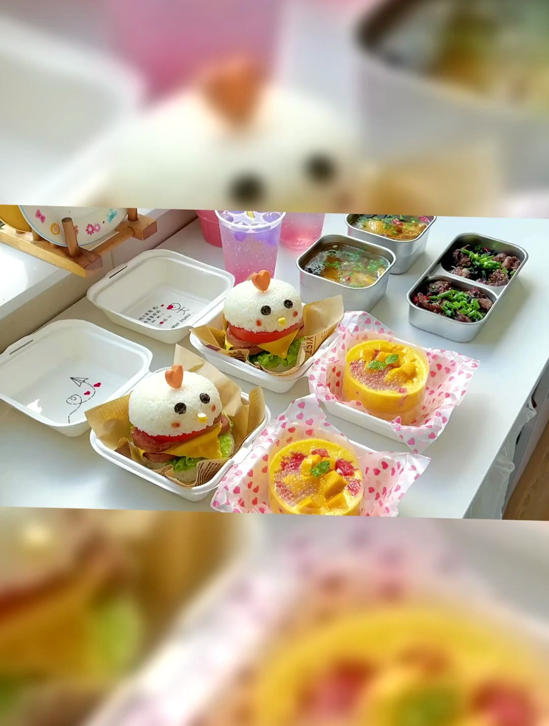 ️为他做便当的第15天,今天做了小鸡米汉堡+豆豉蒸排骨