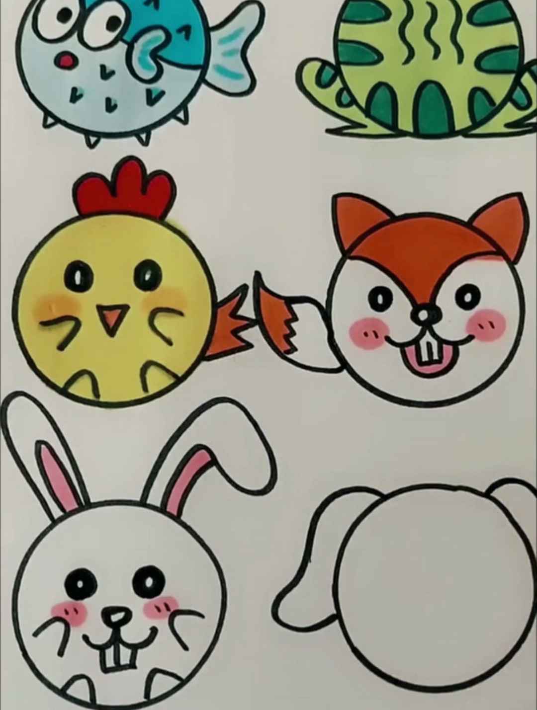 各种可爱小动物头像简笔画,简笔画教学