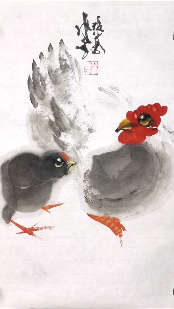圈圈点点就画成了母鸡和小鸡