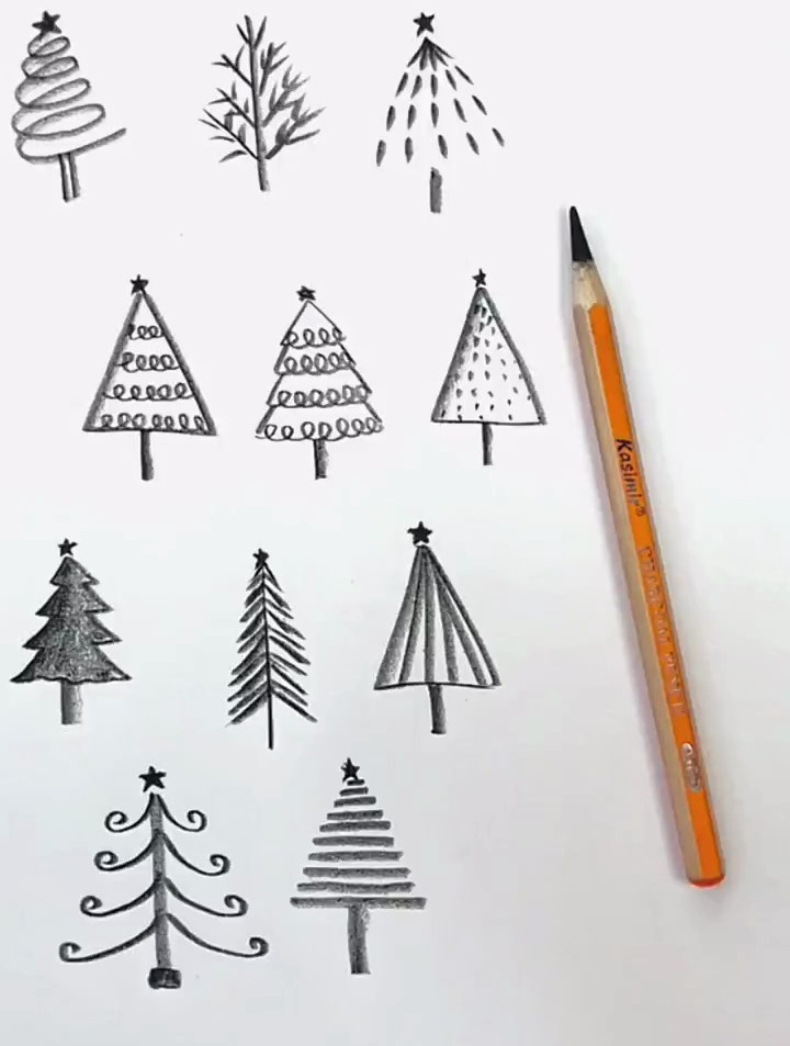 圣诞树的11种画法,可爱简笔画