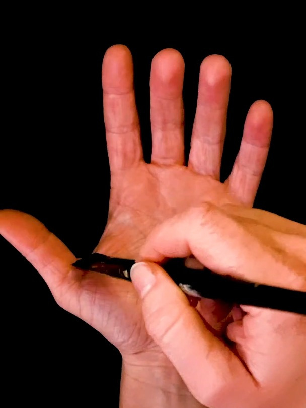 手掌画艺术:手掌上的披萨