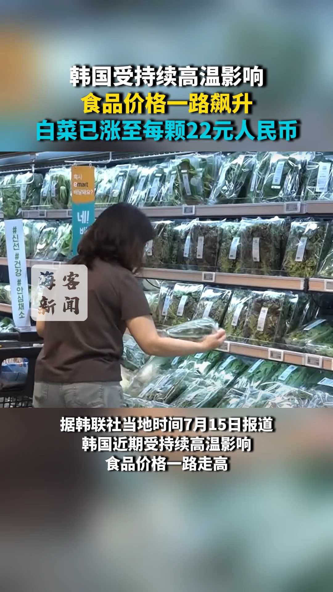 高温导致韩国菜价一路飙升 白菜已涨至每颗22人民币