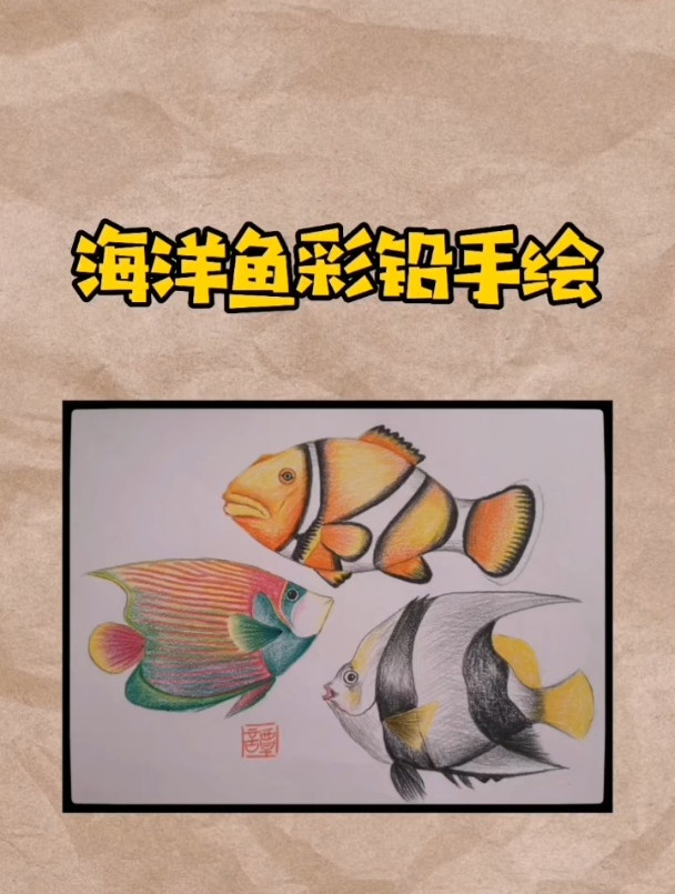 海洋鱼就是漂亮,只有这种彩铅才能画出鲜艳的效果