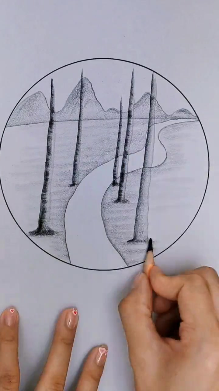 熟悉的路有美好的回忆,把思念转为动力 简单画乡村小路风景画～